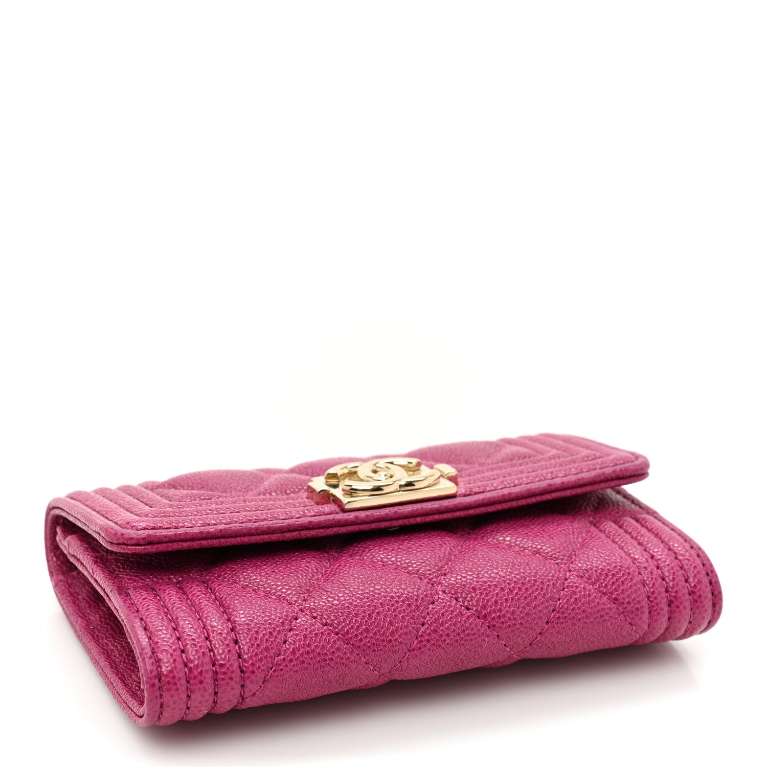 Chanel Caviar Quilted Boy Card Holder Wallet Fuchsia 4 of 11