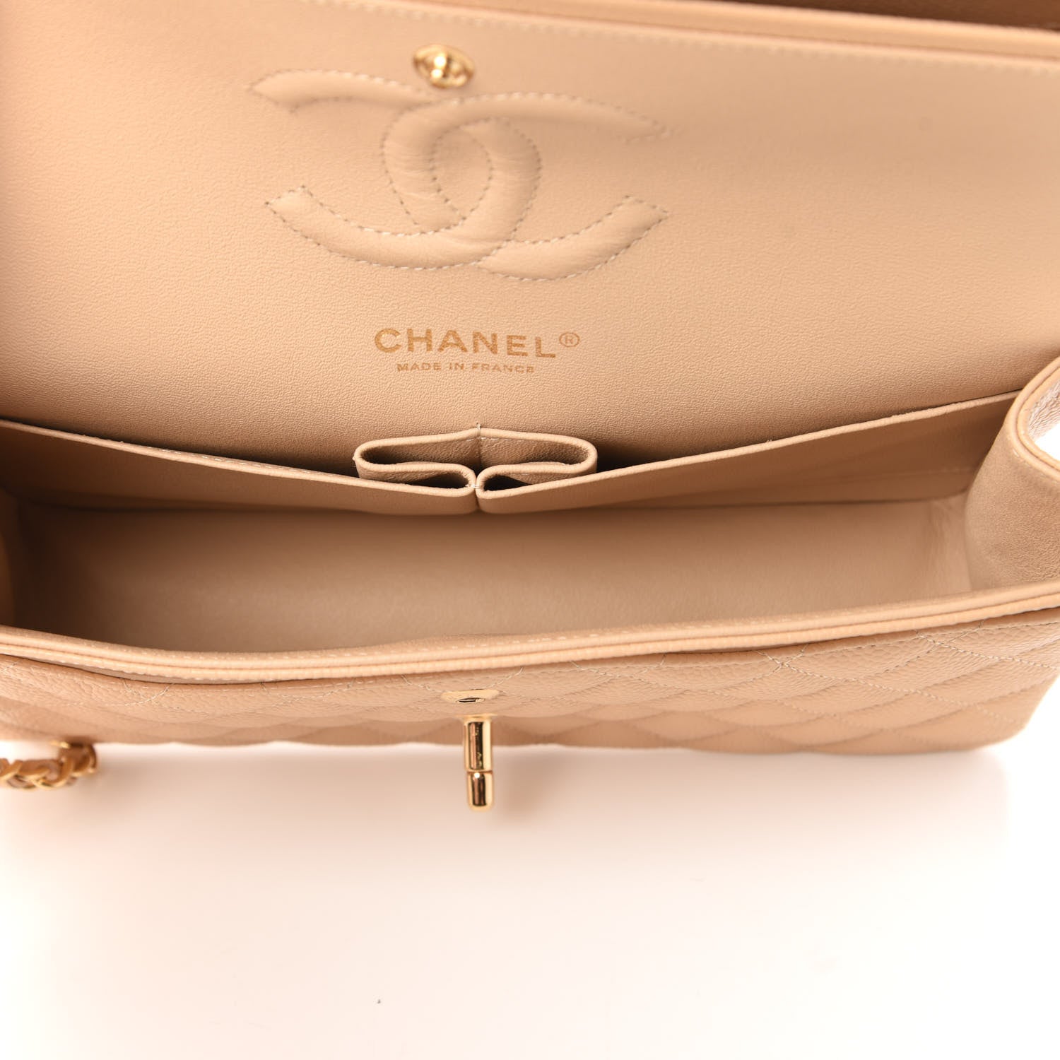 Chanel Caviar Quilted Medium Double Flap Beige Clair 6 of 12