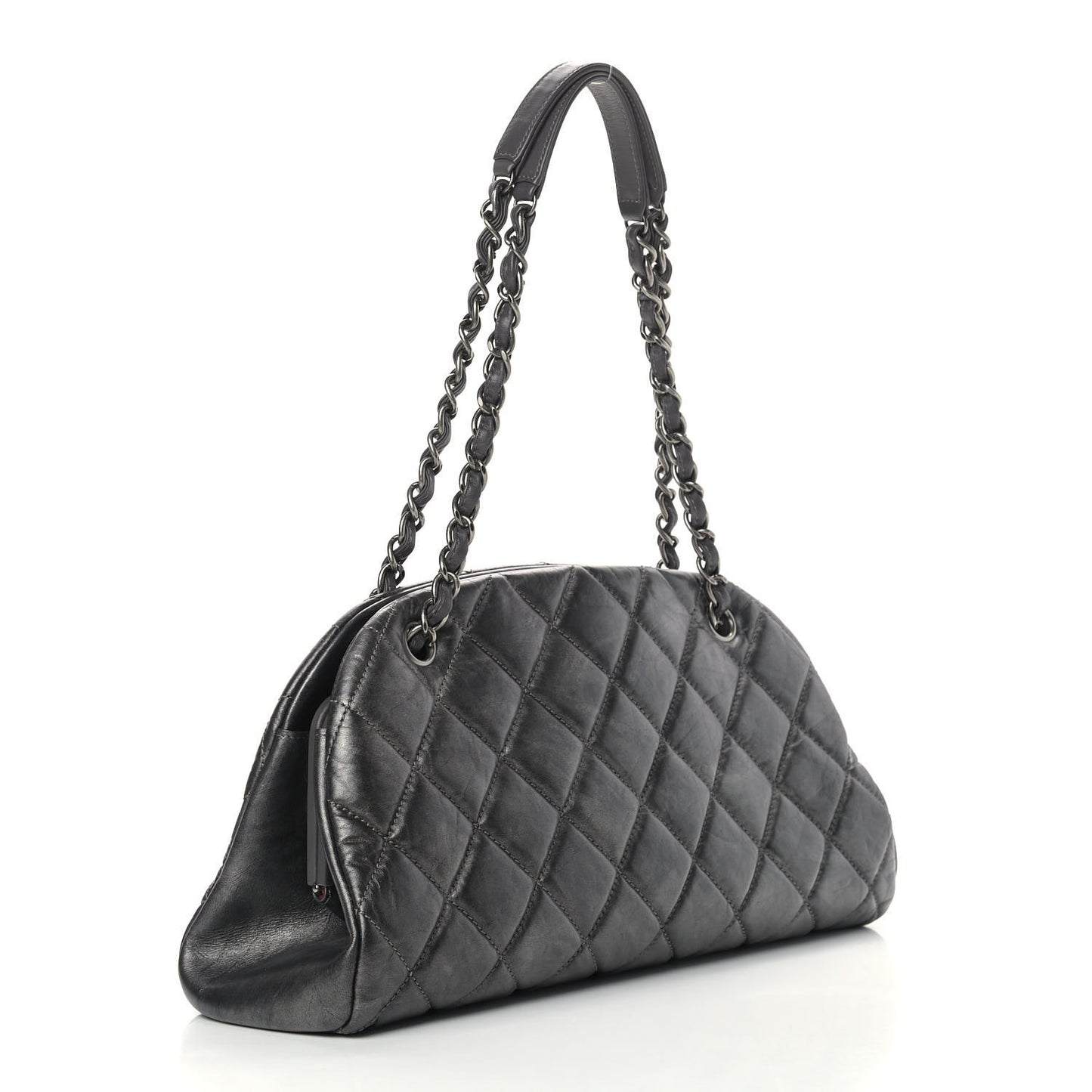 Aged Calfskin Medium Just Mademoiselle Bowling Bag Black