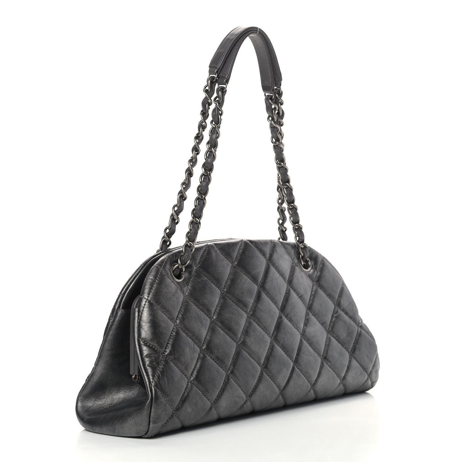 Chanel Aged Calfskin Medium Just Mademoiselle Bowling Bag Black 3 of 10