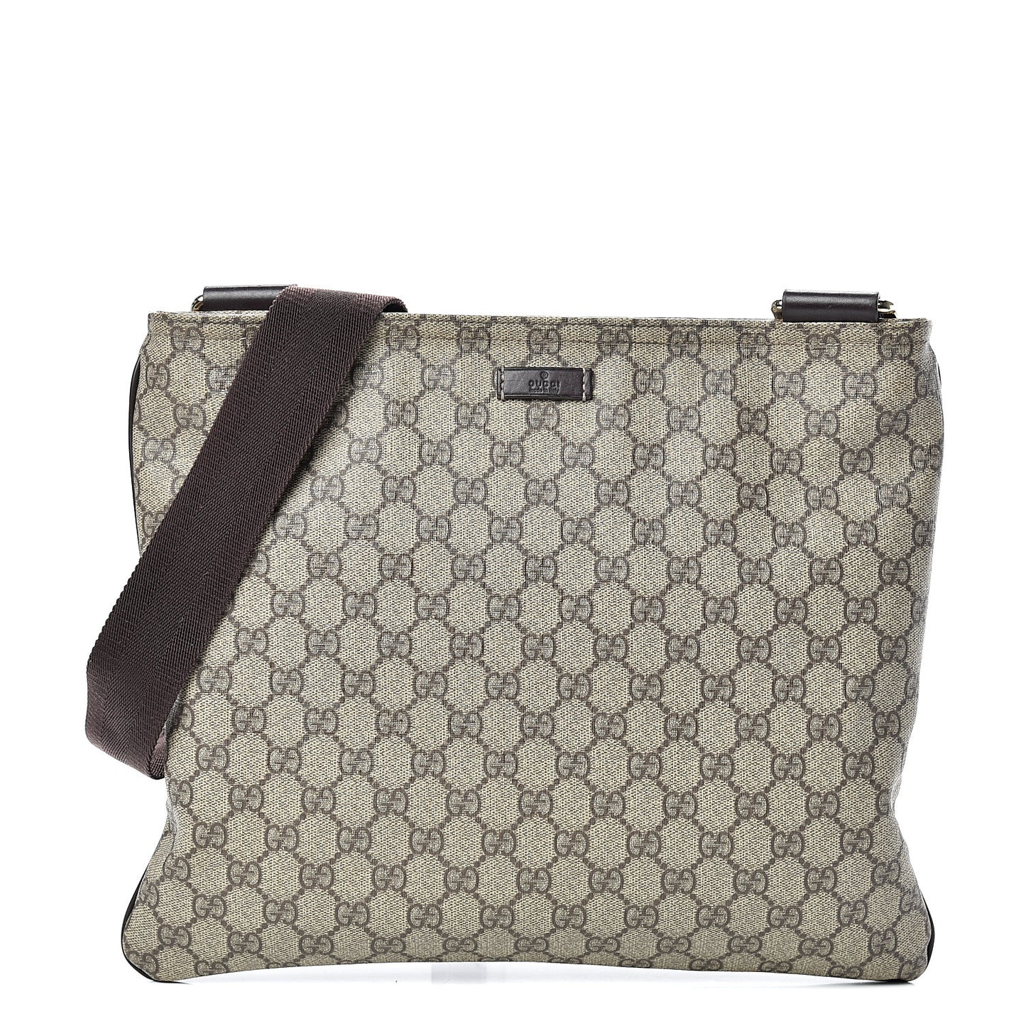 GG Supreme Monogram Medium Flat Messenger Bag Dark Brown