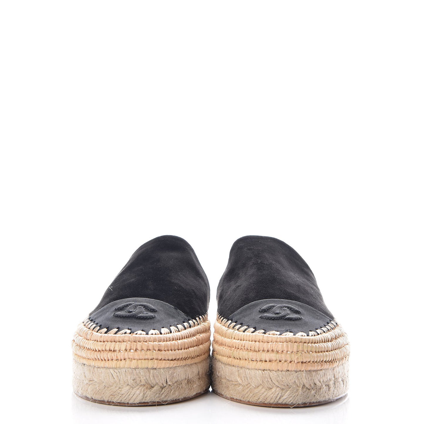 Suede Grosgrain CC Espadrilles 41 Black