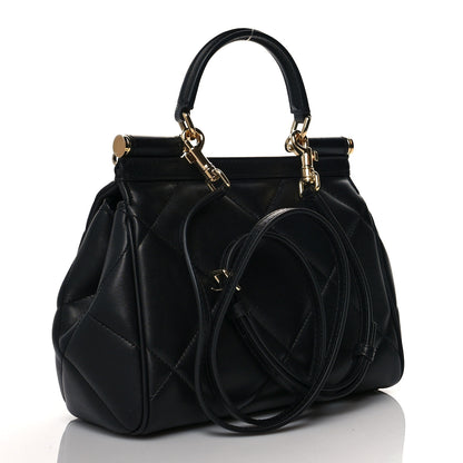 Dolce & Gabbana Calfskin Quilted Small Miss Sicily Satchel Black 3 of 9