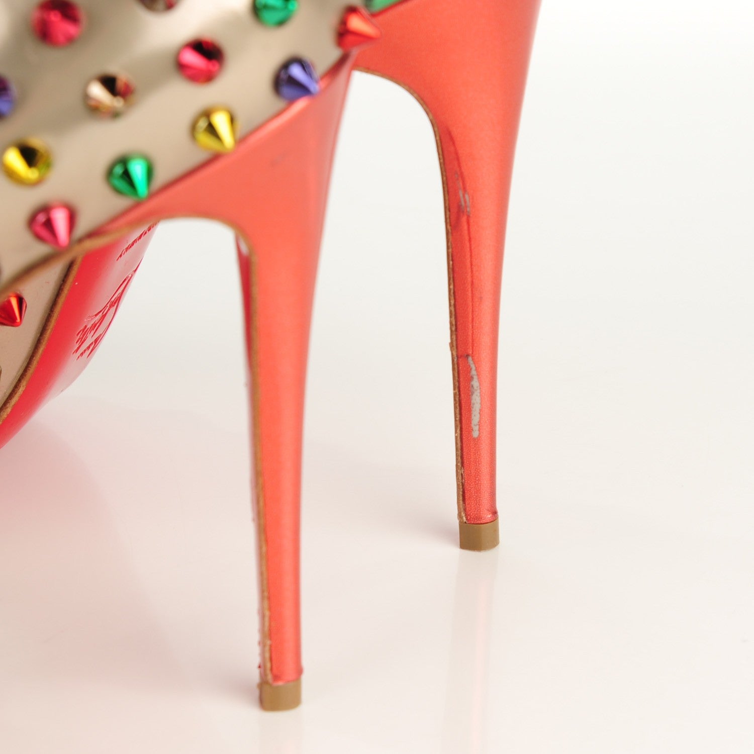 Christian Louboutin Specchio Calfskin Follies Spikes 120 Pumps Beige 39 Multicolor 9 of 10