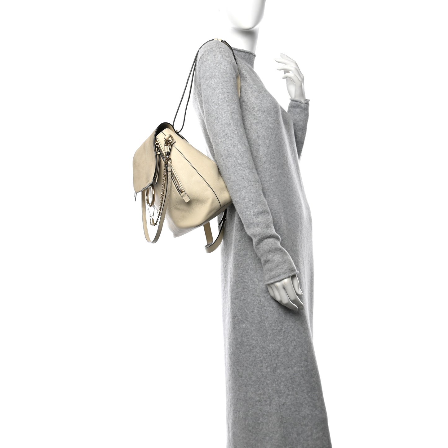 Suede Calfskin Medium Faye Backpack Off White