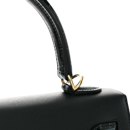 Hermes Madame Calfskin Shiny Niloticus Crocodile Kelly Sellier Touch 25 Vert Rousseau 11 of 11