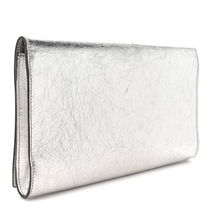Saint Laurent Metallic Calfskin Monogram Large Belle De Jour Clutch Silver 3 of 11