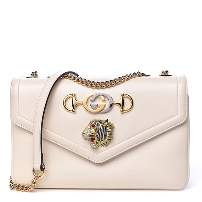 Gucci Vitello Palmellato Lux Crystal Medium Rajah Shoulder Bag Mystic White Multicolor 1 of 13