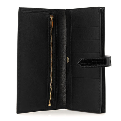 Hermes Shiny Niloticus Crocodile Bearn Wallet Black 5 of 10