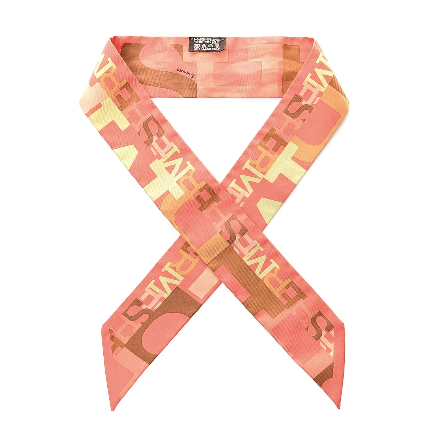 Hermes Silk Capitales Twilly Corail Tilleul Tabac 1 of 6
