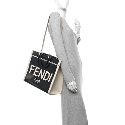 Fendi Patent Plexiglass Medium Fendi Sunshine Shopper Tote Black Ice White 2 of 9