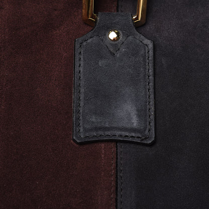 Burberry Suede Striped Large Orchard Bowling Bag Black Currant Plum 15 of 15