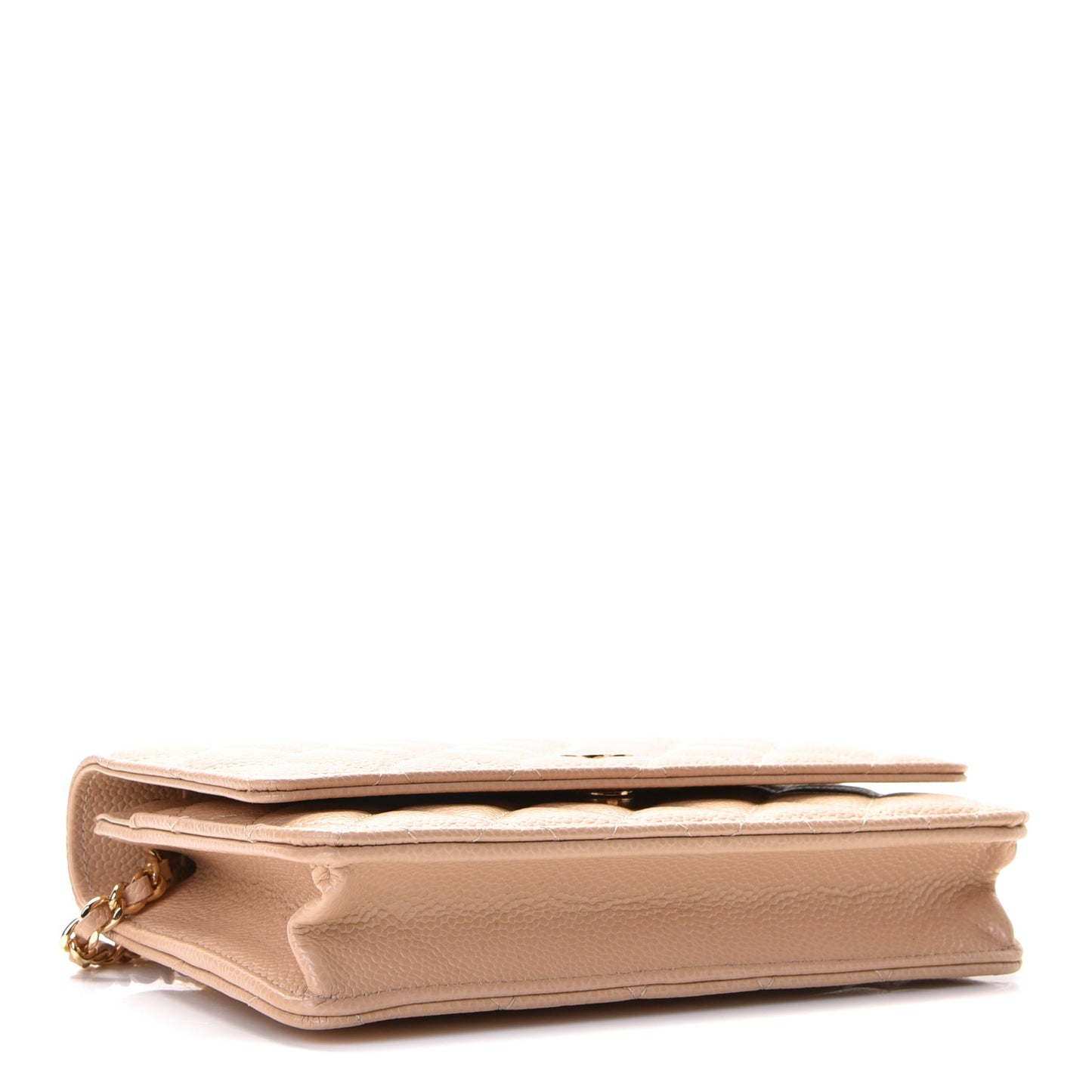 Caviar Quilted Wallet On Chain WOC Beige