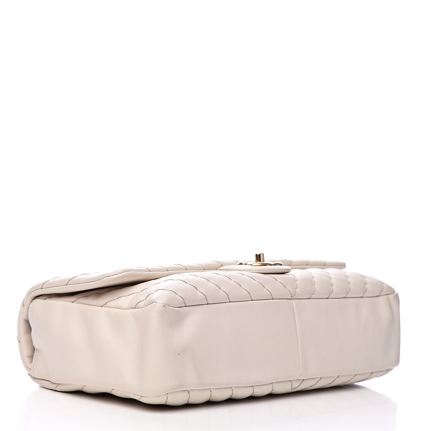 Chanel Calfskin Surpique Chevron Large Flap Beige 4 of 10