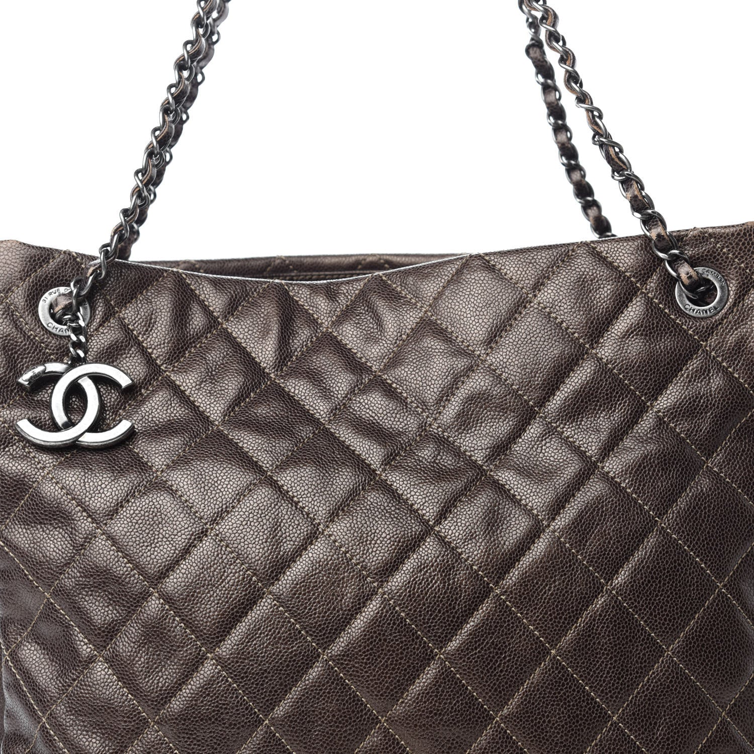 Chanel Iridescent Caviar Quilted Tall Chic Shopping Tote Dark Gold 14 of 14