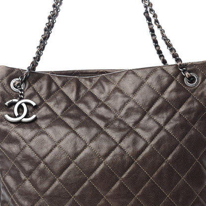 Chanel Iridescent Caviar Quilted Tall Chic Shopping Tote Dark Gold 14 of 14