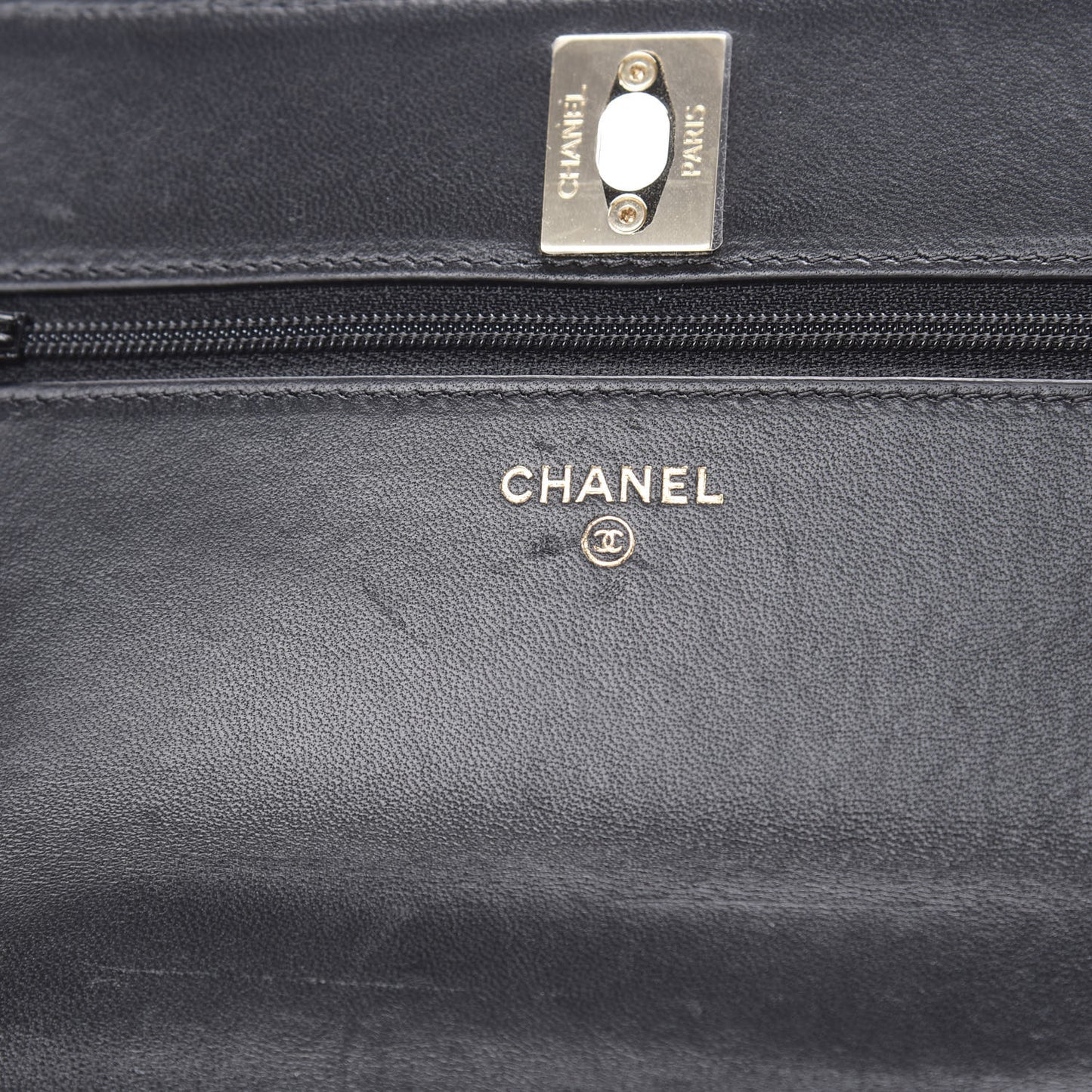 Lambskin Quilted Trendy CC Wallet On Chain WOC Black