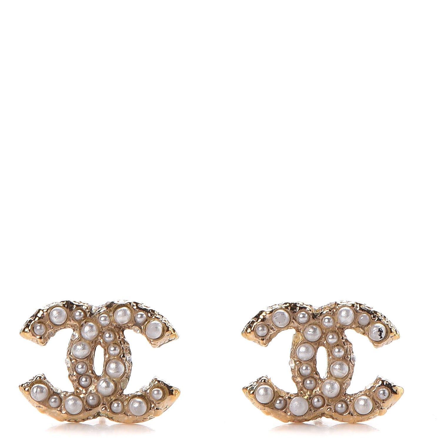 Chanel Metal Pearl CC Earrings Gold 1 of 5