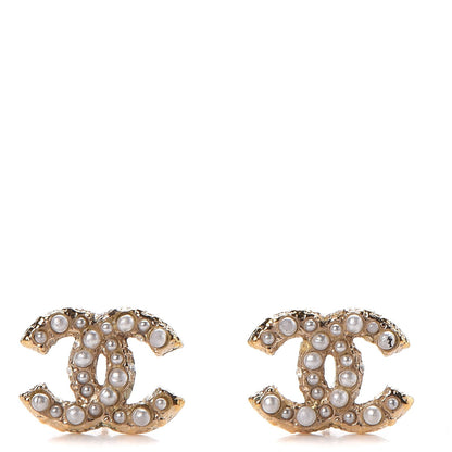 Chanel Metal Pearl CC Earrings Gold 1 of 5