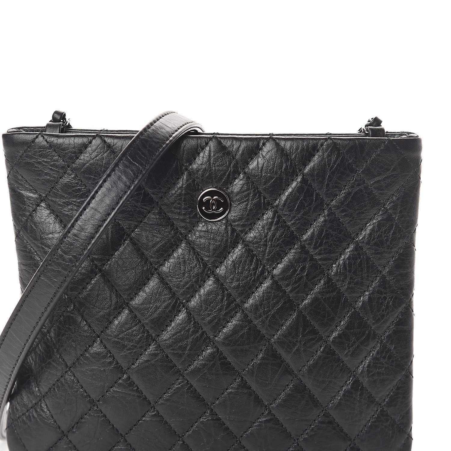 Chanel Aged Calfskin Quilted Crossbody Bag Black 7 of 9