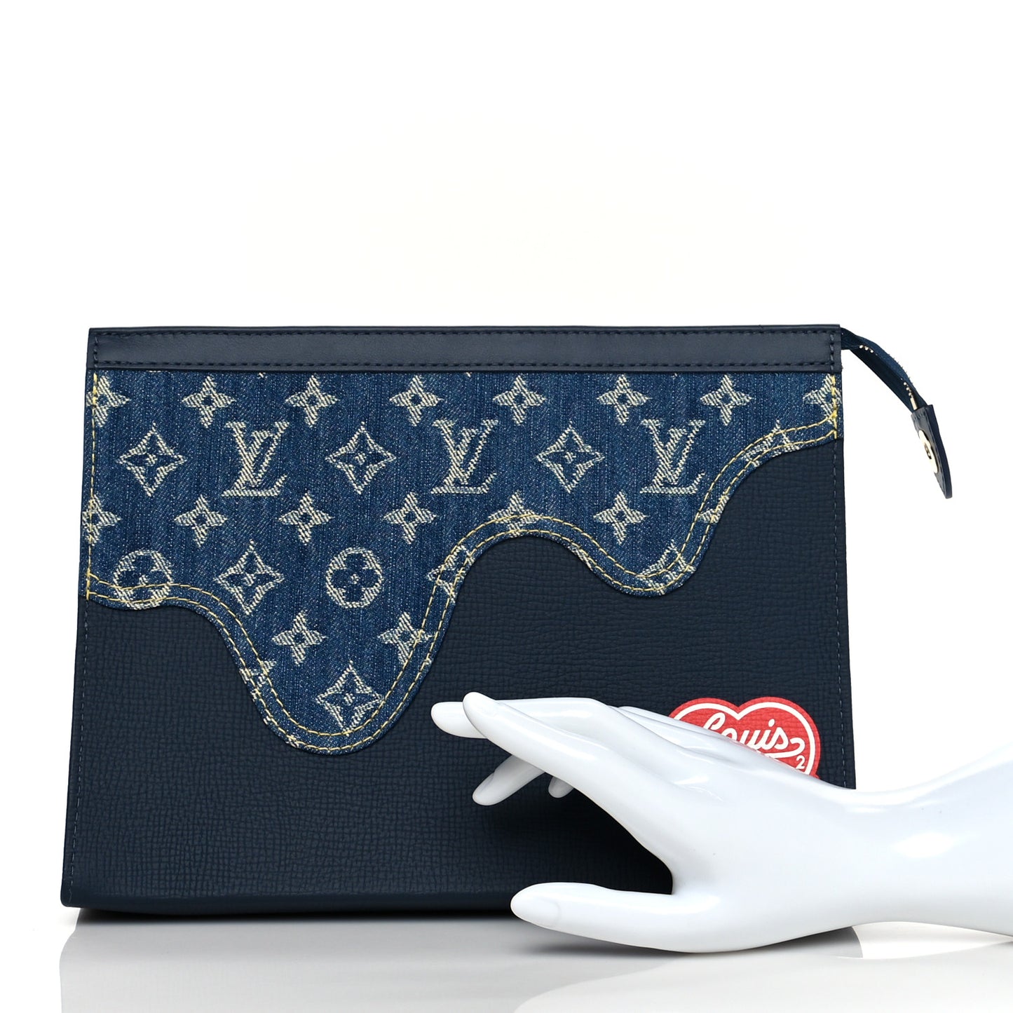 X NIGO Taurillon Monogram Denim Drip Pochette Voyage MM Blue