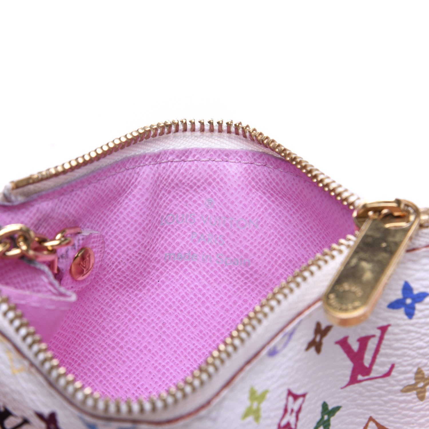 Louis Vuitton Monogram Multicolor Key Pouch White Litchi 6 of 7