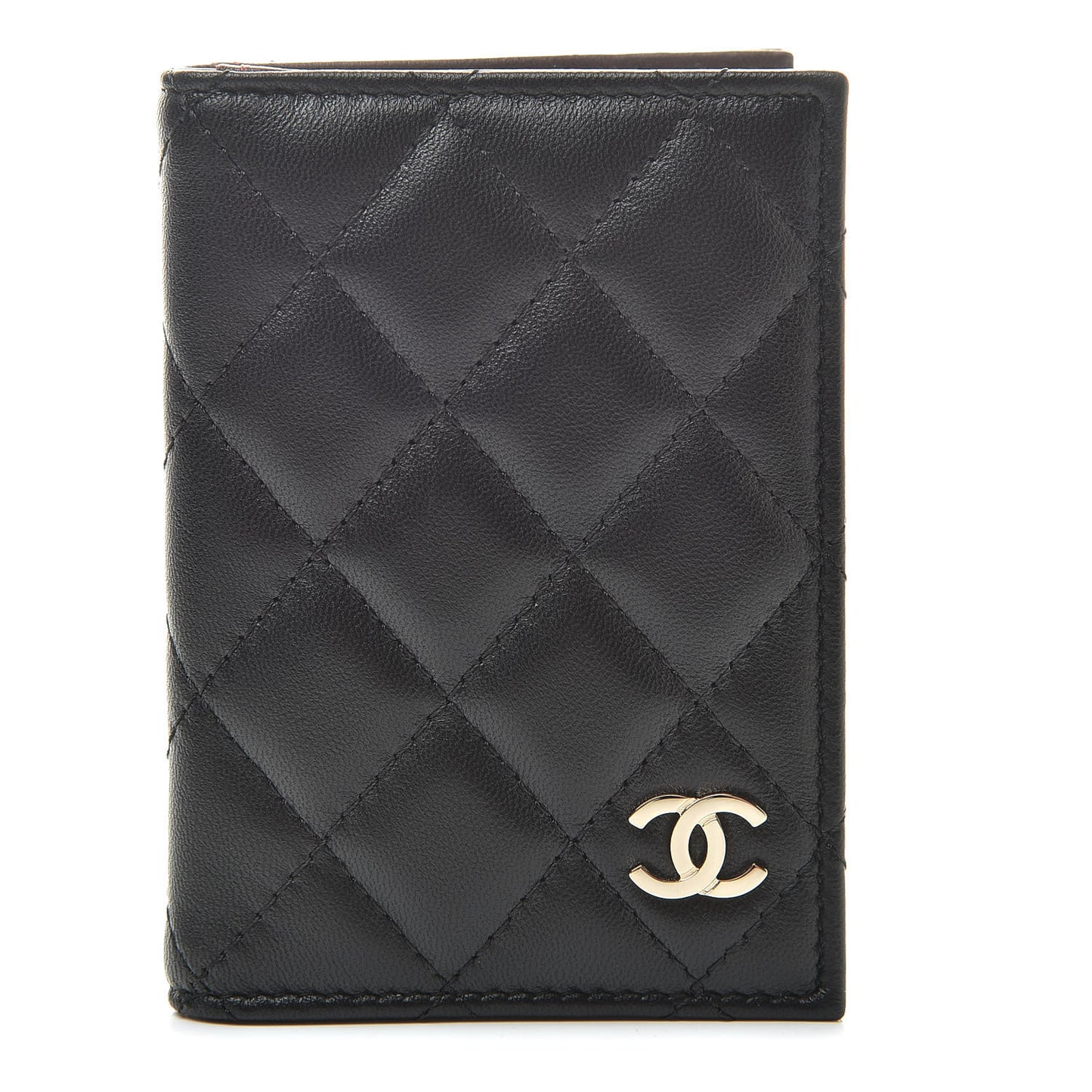 Lambskin Quilted Card Holder Wallet Black