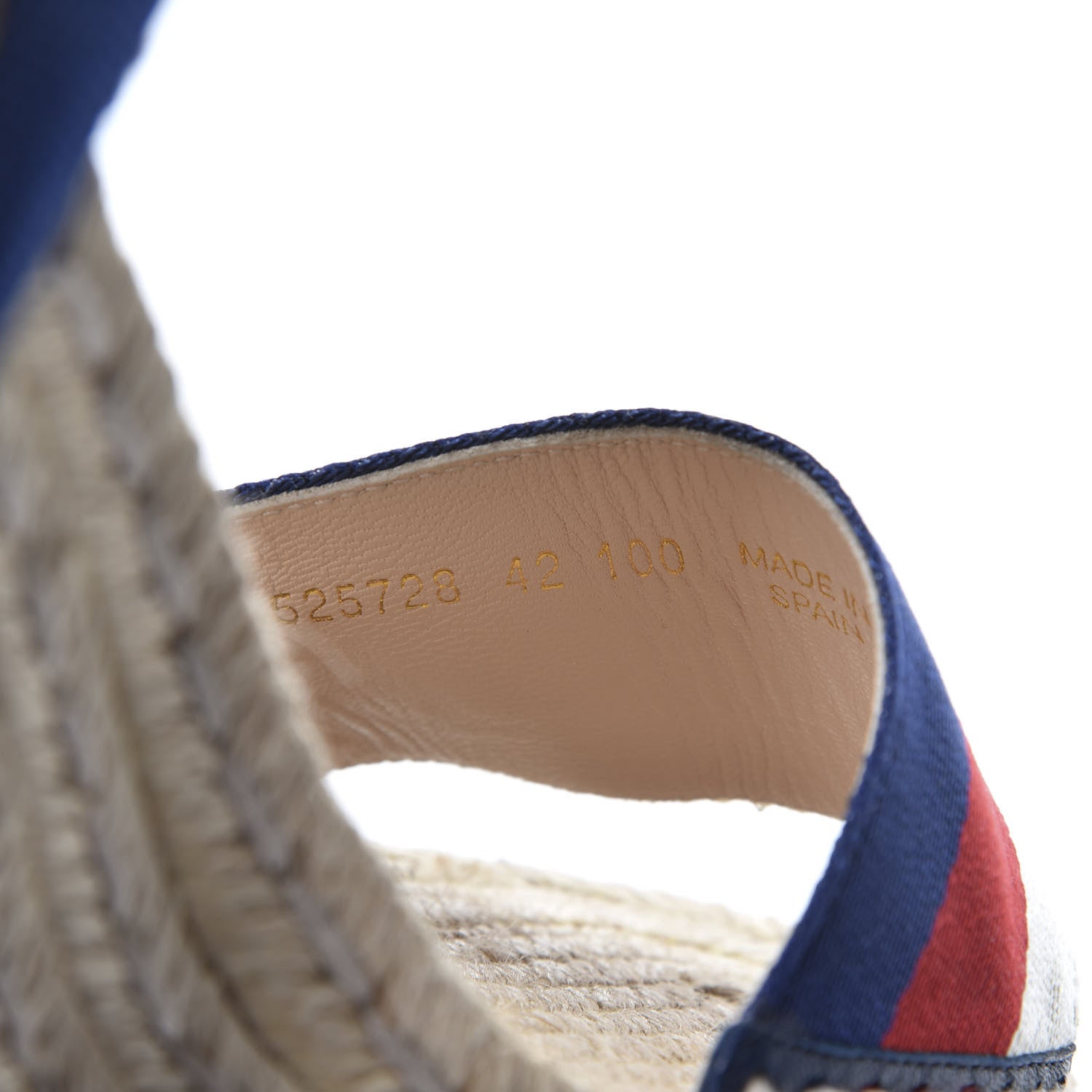 Gucci Canvas Sylvie Web Ankle Wrap Espadrille Wedge Sandals 42 Mystic White Hibiscus Red Maritime 7 of 10