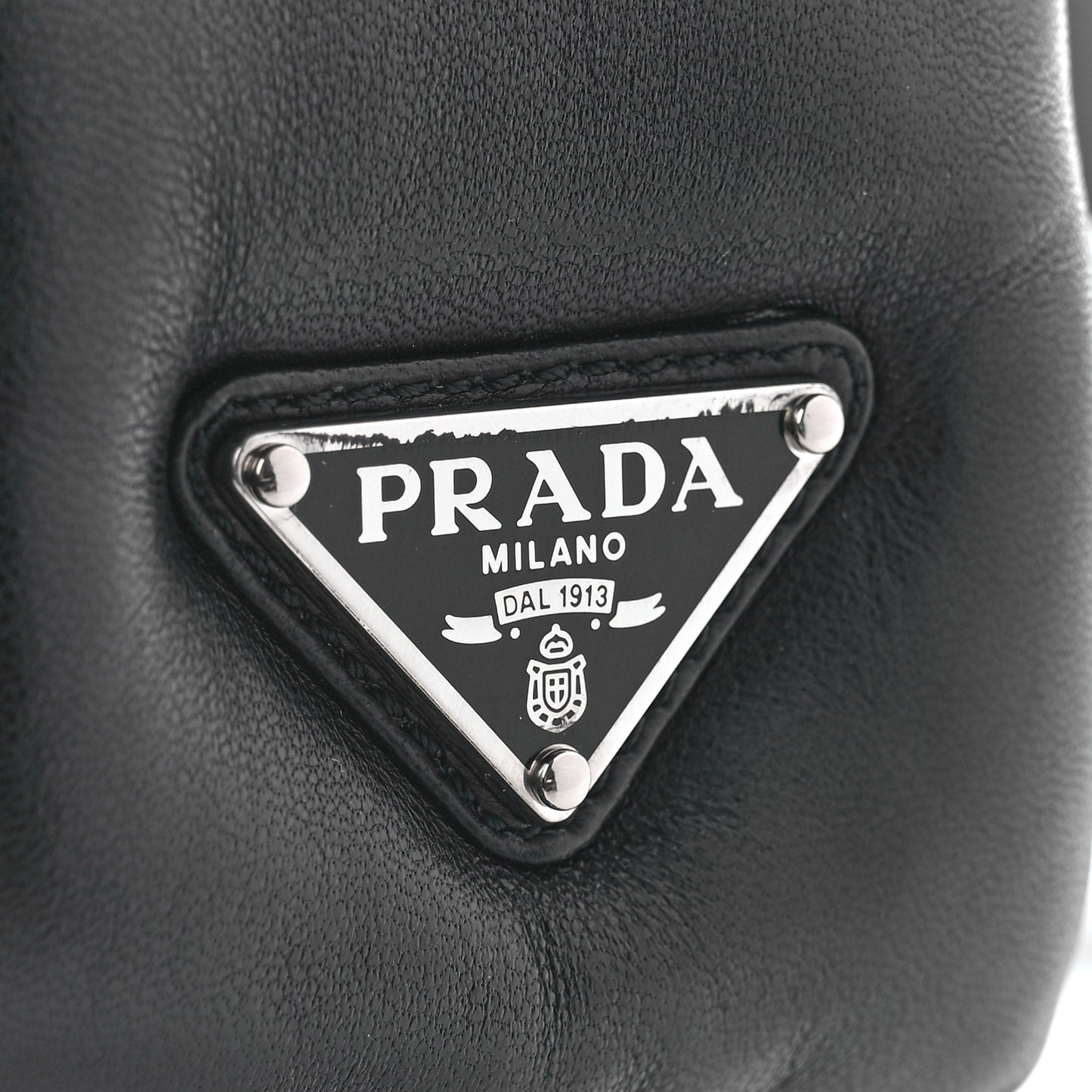 Nappa Soft Padded Metal Triangle Logo 65mm Slide Sandals 37 Black