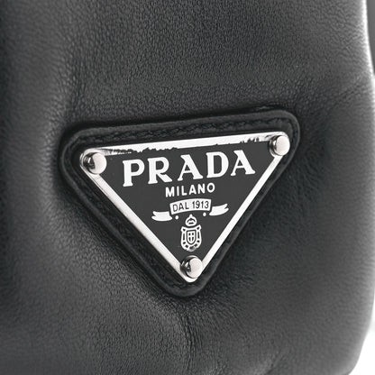Prada Nappa Soft Padded Metal Triangle Logo 65mm Slide Sandals 37 Black 8 of 9
