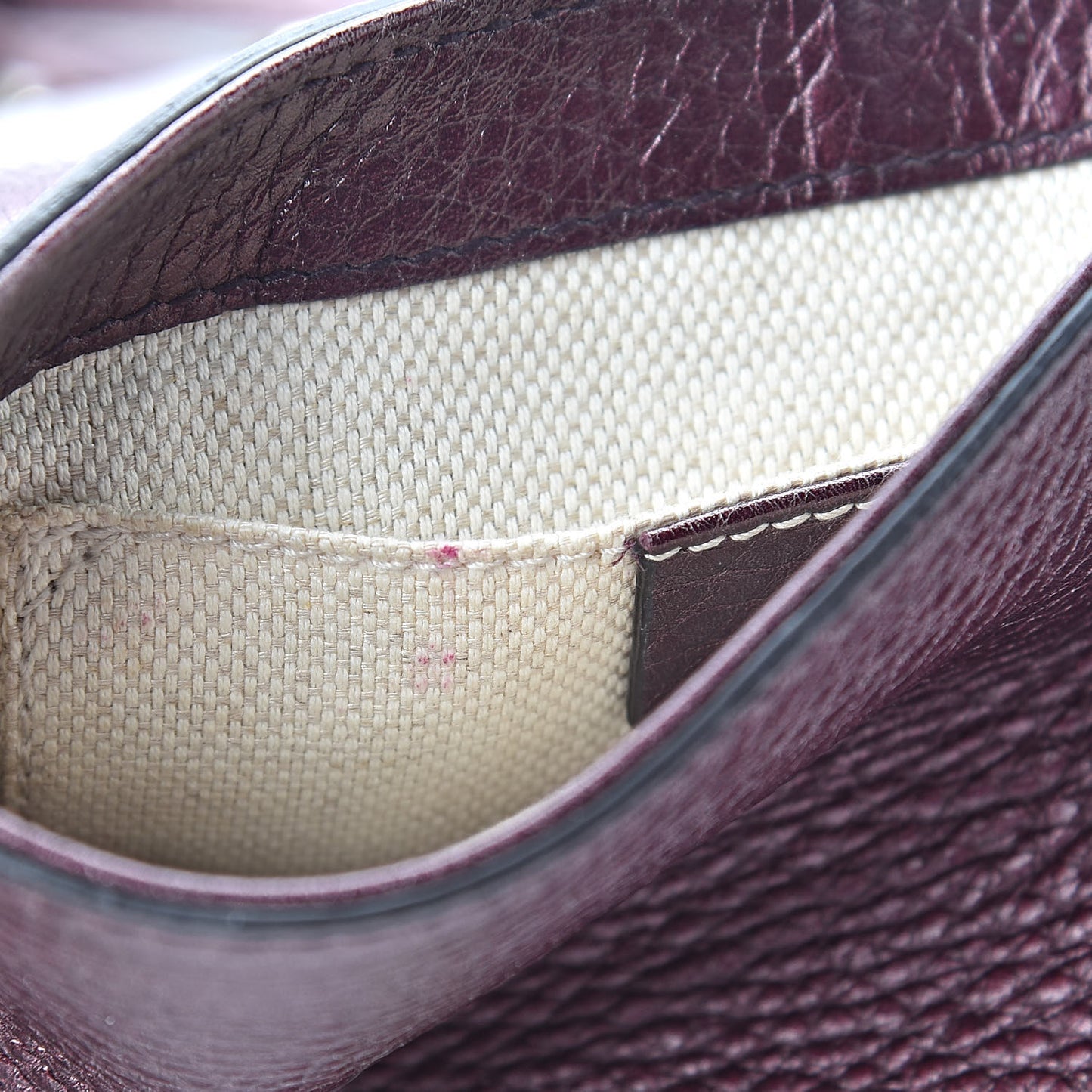 Metallic Pebbled Calfskin Small Soho Flap Crossbody Burgundy
