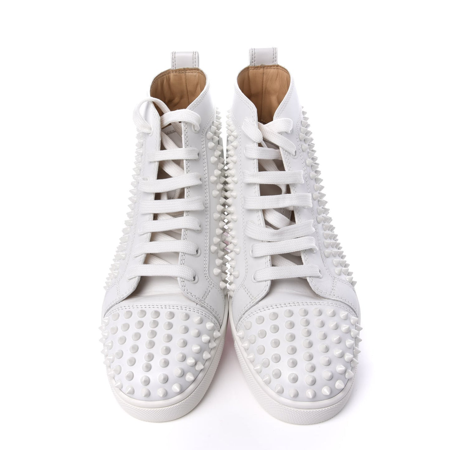 Calfskin Mens Louis Spikes Flat Sneakers 42.5 White