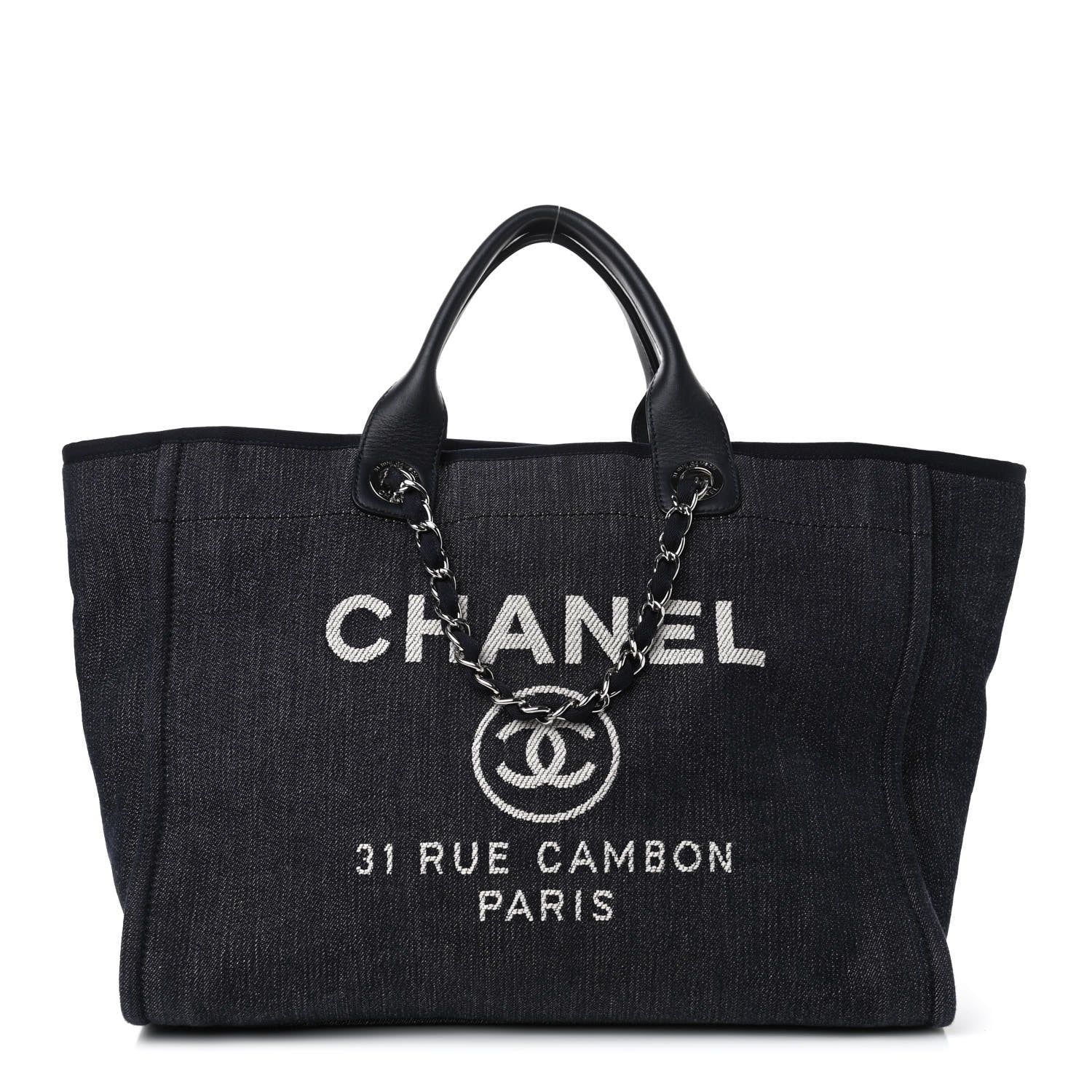 Chanel Denim Medium Deauville Tote Dark Blue 1 of 4