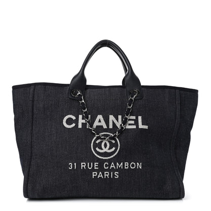 Chanel Denim Medium Deauville Tote Dark Blue 1 of 4