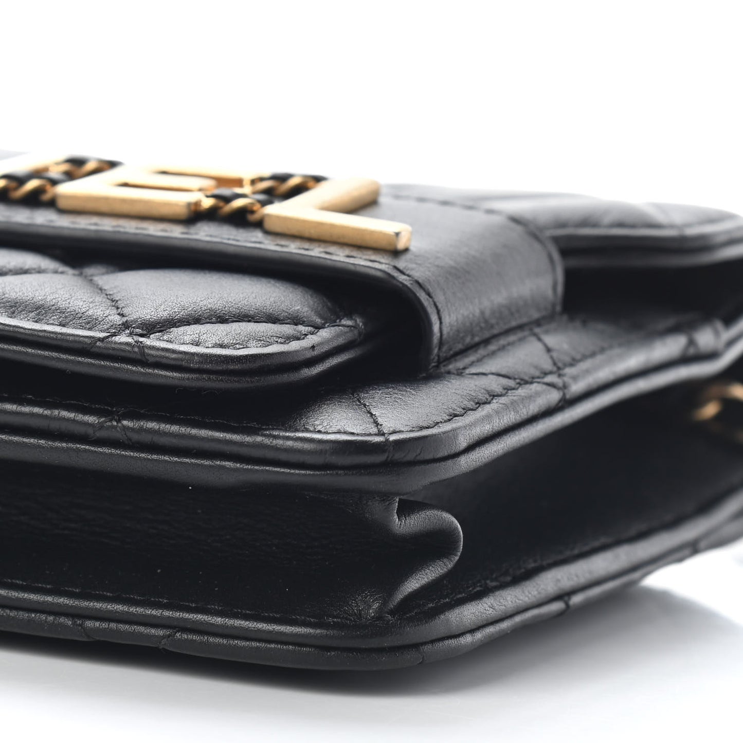 Calfskin Quilted Enchained Flap Black