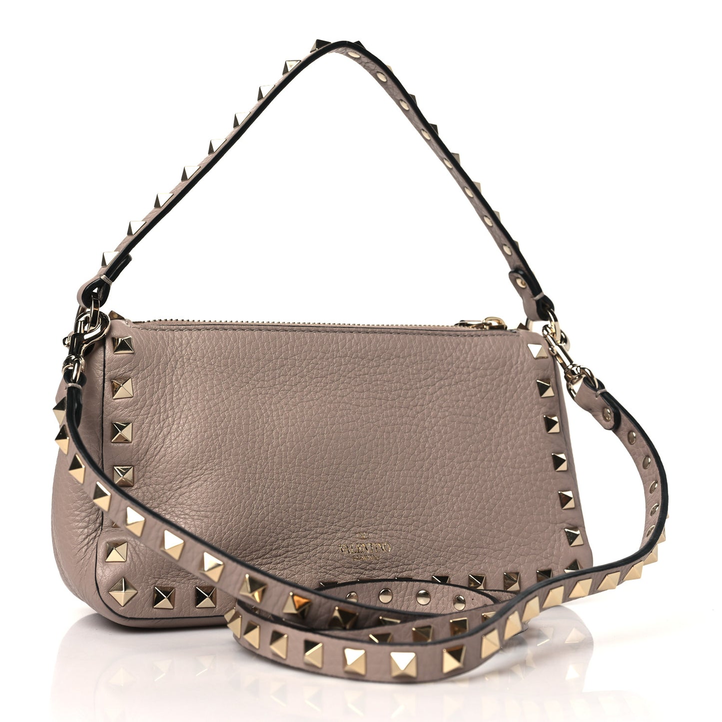 Pebbled Calfskin Small Rockstud Flip Lock Shoulder Bag Poudre