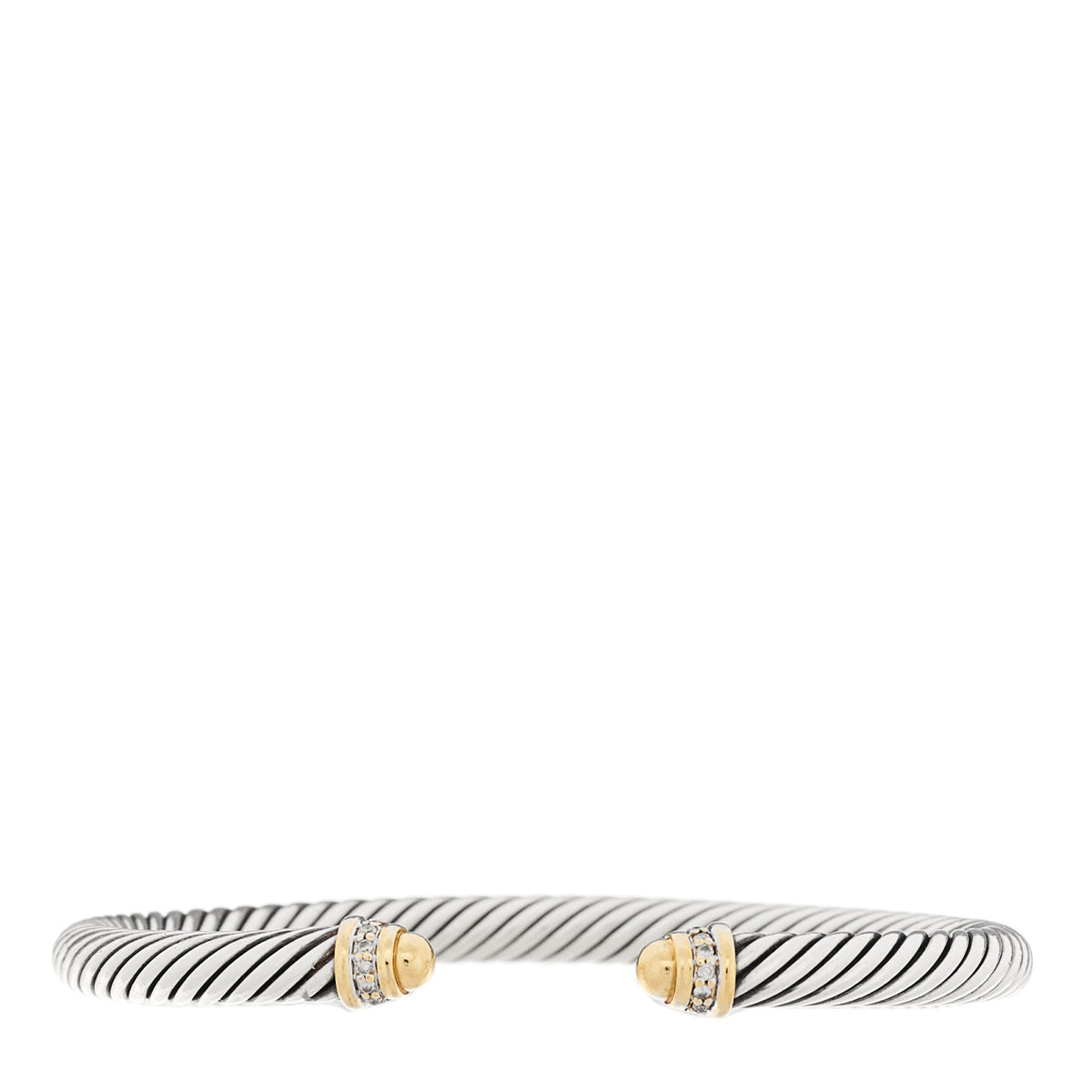 Sterling Silver 18K Yellow Gold Diamond 5mm Dome Cable Classics Bracelet