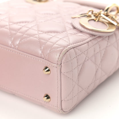 Christian Dior Metallic Lambskin Cannage Mini Lady Dior Lotus 10 of 18