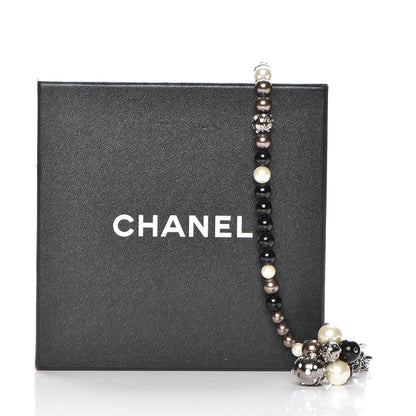 Chanel Ruthenium Pearl Beaded Crystal CC Long Necklace Silver Multicolor 7 of 7