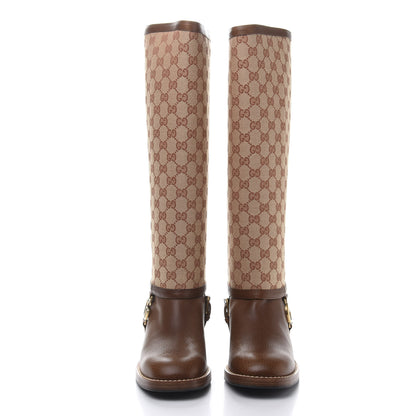 Gucci GG Monogram Calfskin Lola Tall Boots 40.5 Beige Ruggine Cuir 2 of 11