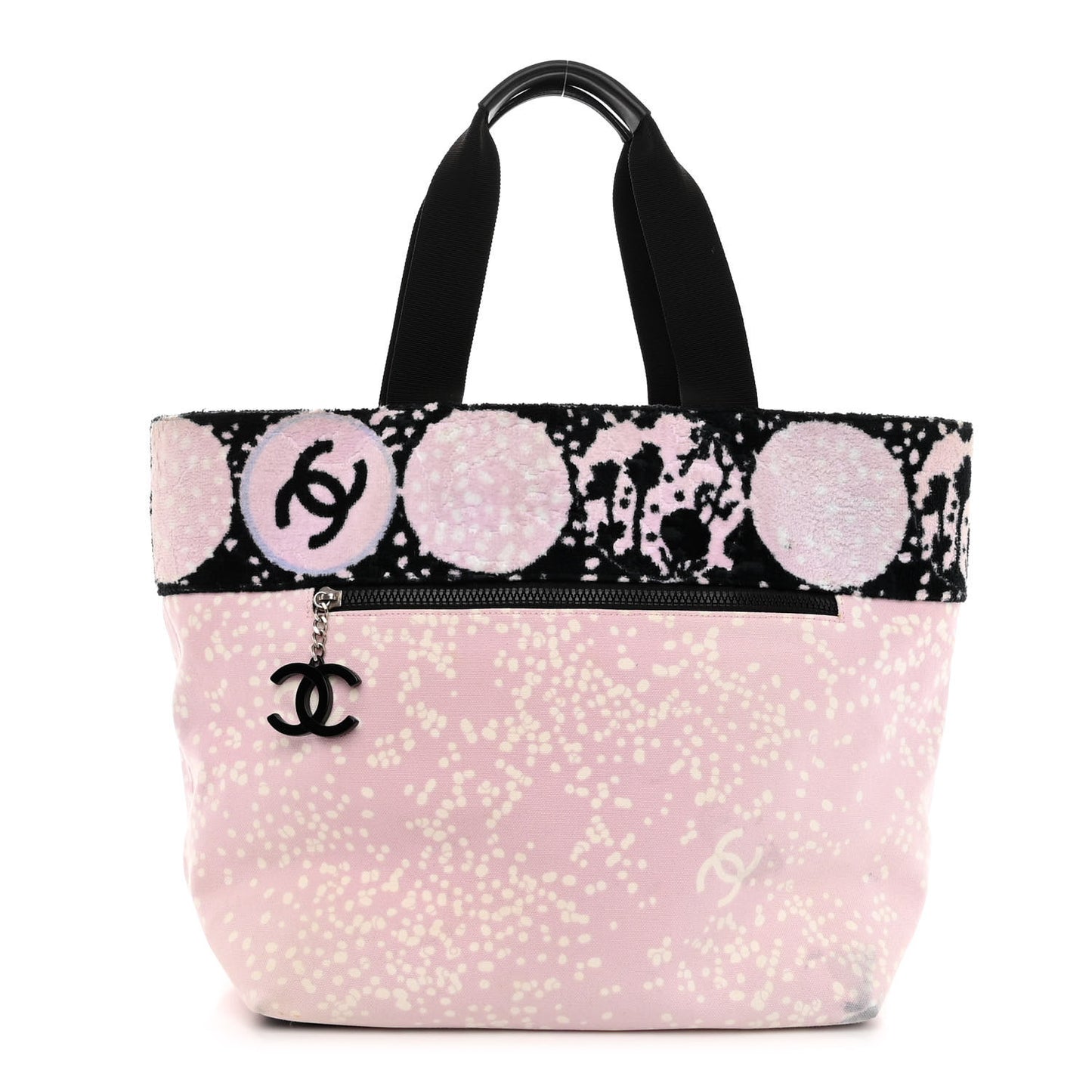 Terry Cotton Canvas Printed Large CC Tote Pale Pink