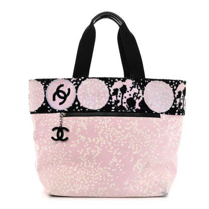 Chanel Terry Cotton Canvas Printed Large CC Tote Pale Pink 1 of 11