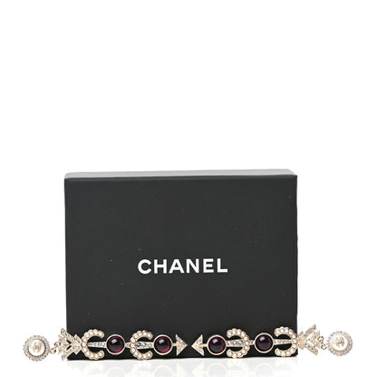 Chanel Pearl Crystal Queen of France CC Drop Earrings Gold 5 of 5