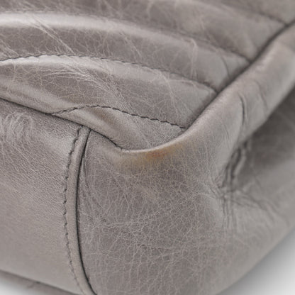 Saint Laurent Waxed Calfskin Matelasse Chevron Medium Monogram College Bag Fog Gray 15 of 17