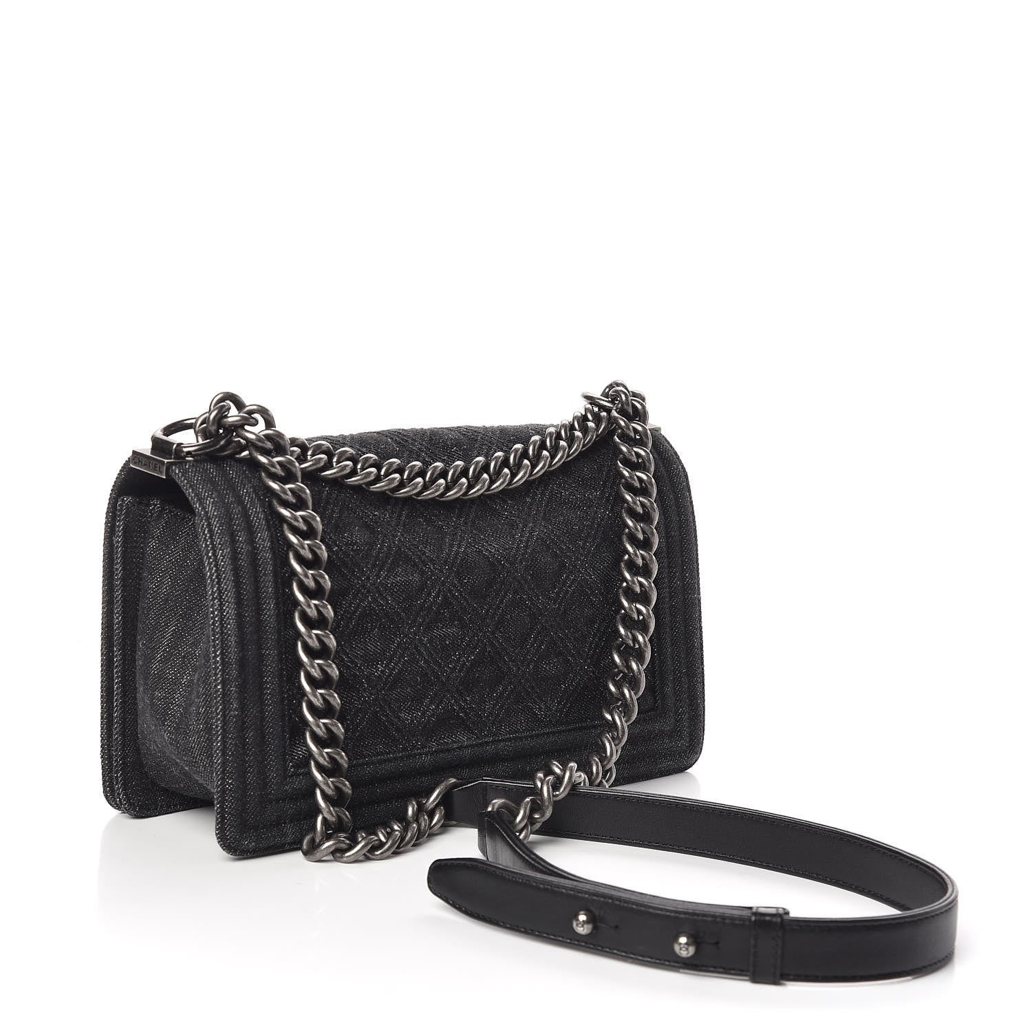 Chanel Denim Quilted Medium Boy Flap Black 3 of 9