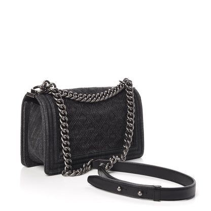 Chanel Denim Quilted Medium Boy Flap Black 3 of 9