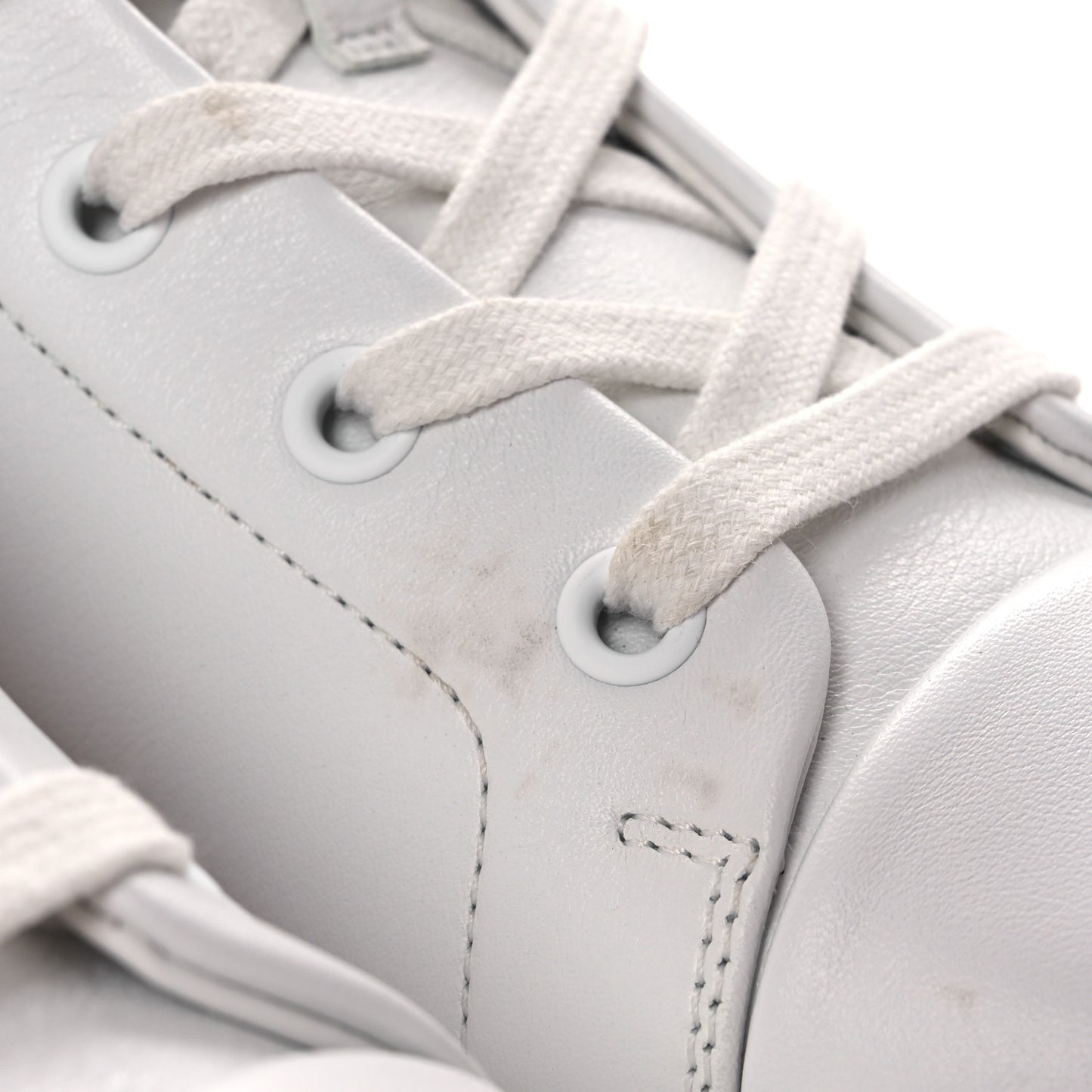 Calfskin Womens Happiness High Top Sneakers 36.5 White