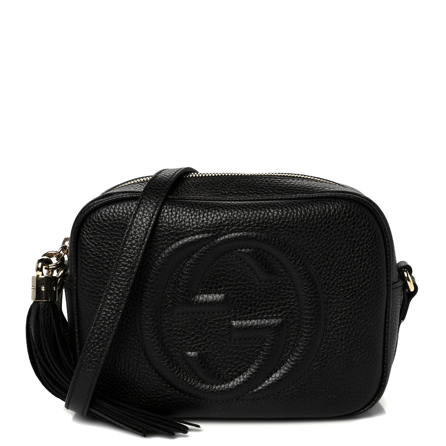Pebbled Calfskin Small Soho Disco Bag Black
