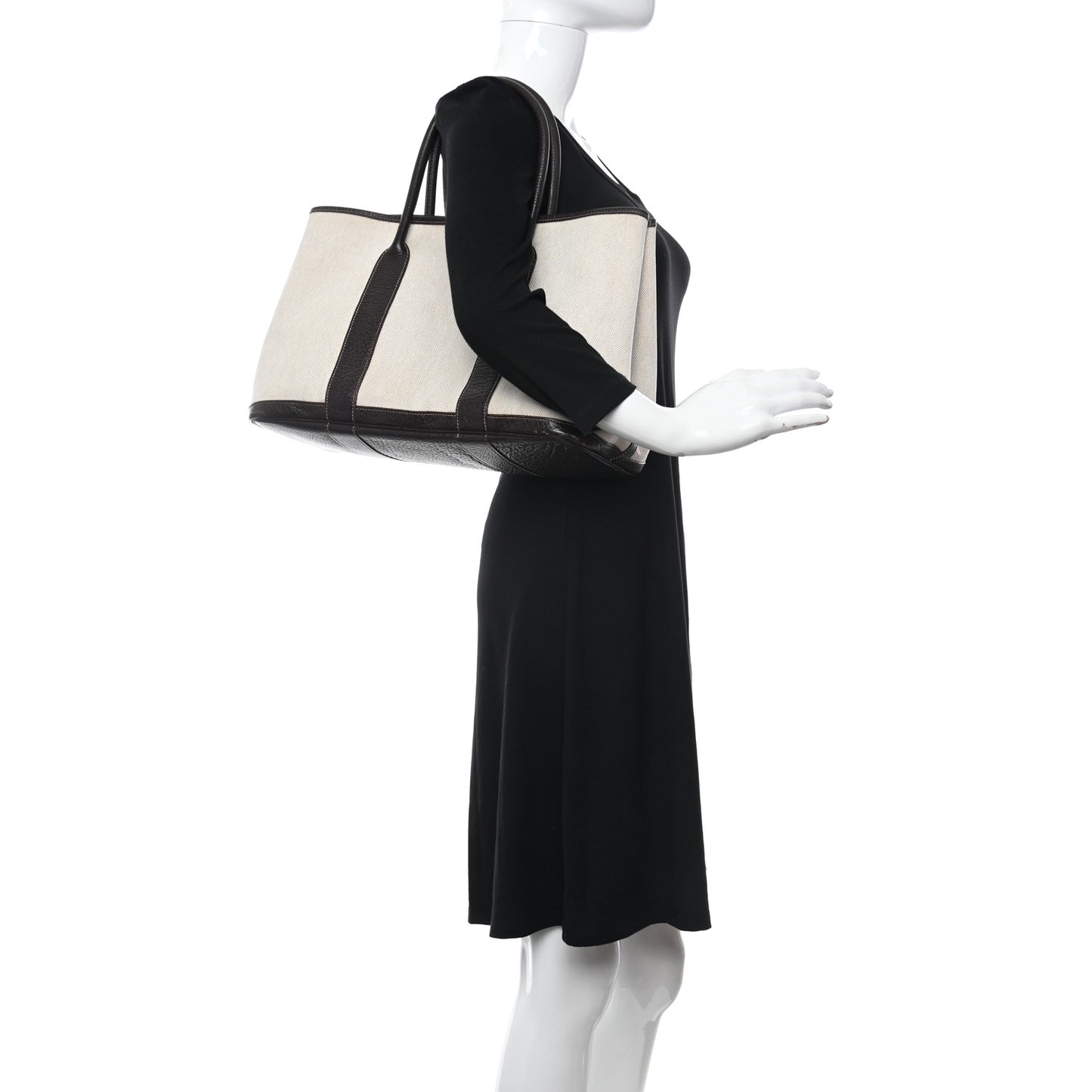 Toile Buffle Gala Garden Party Tote 36 MM Marron Fonce