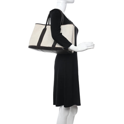 Hermes Toile Buffle Gala Garden Party Tote 36 MM Marron Fonce 2 of 14